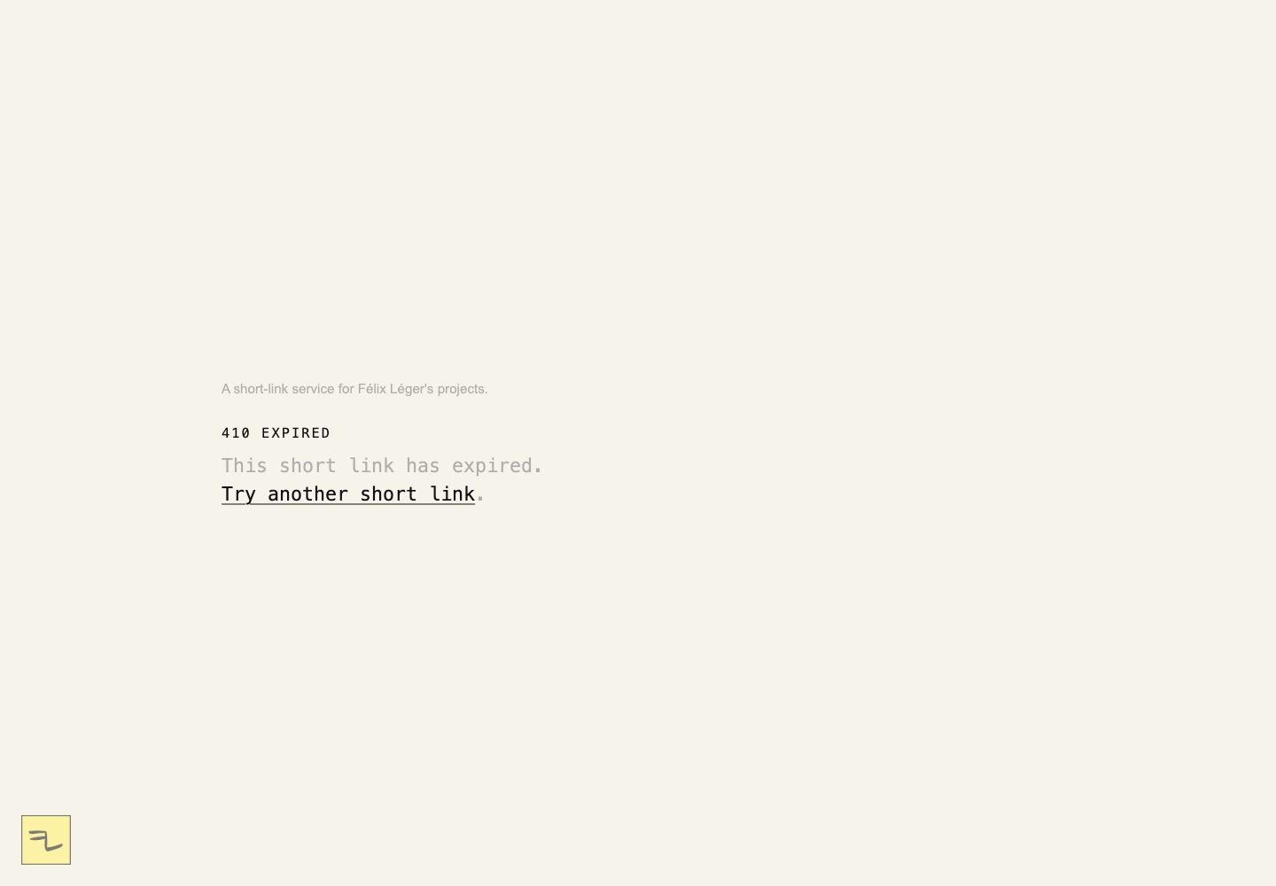 English expired-link status page using the custom shell