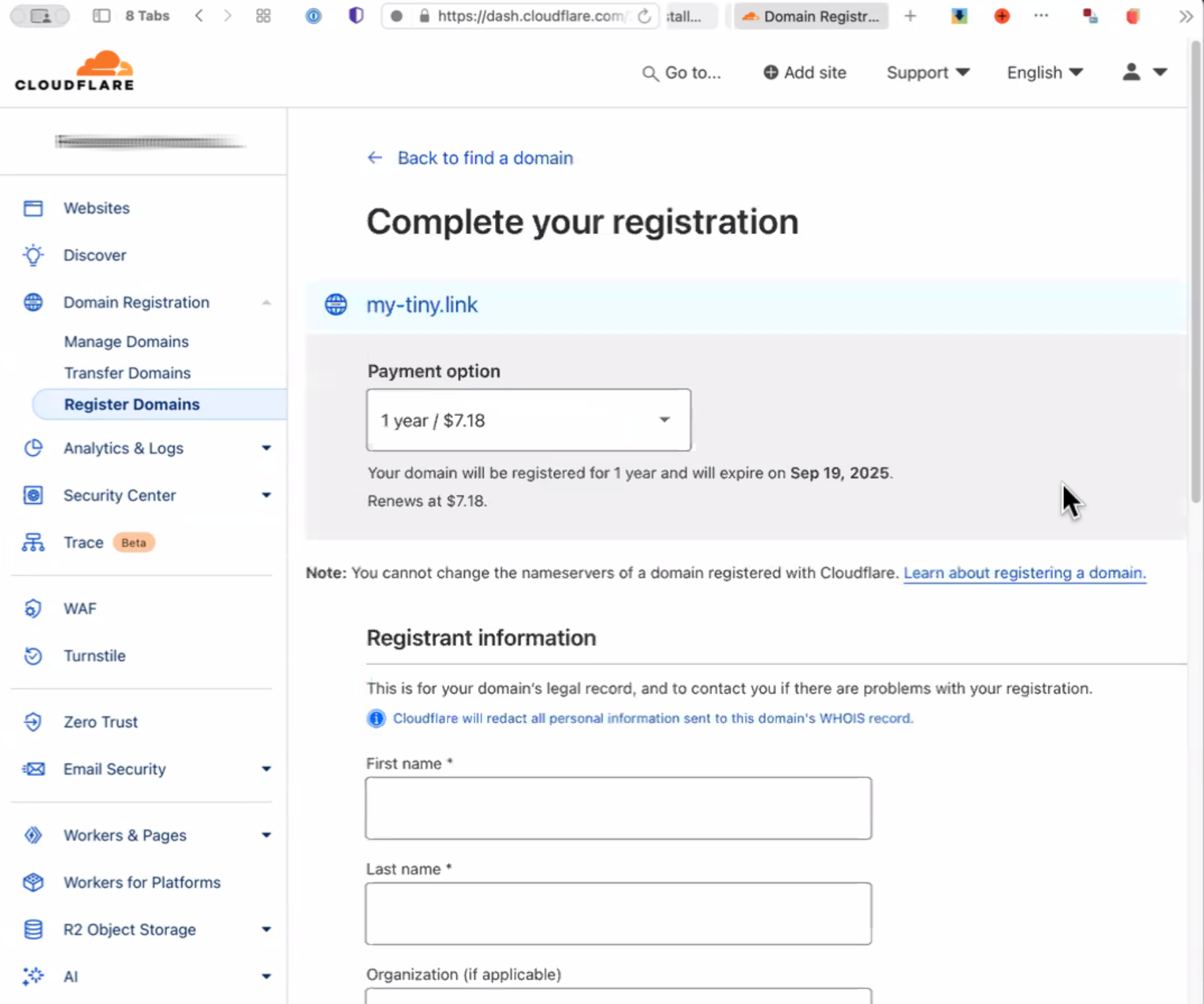 Cloudflare SignUp